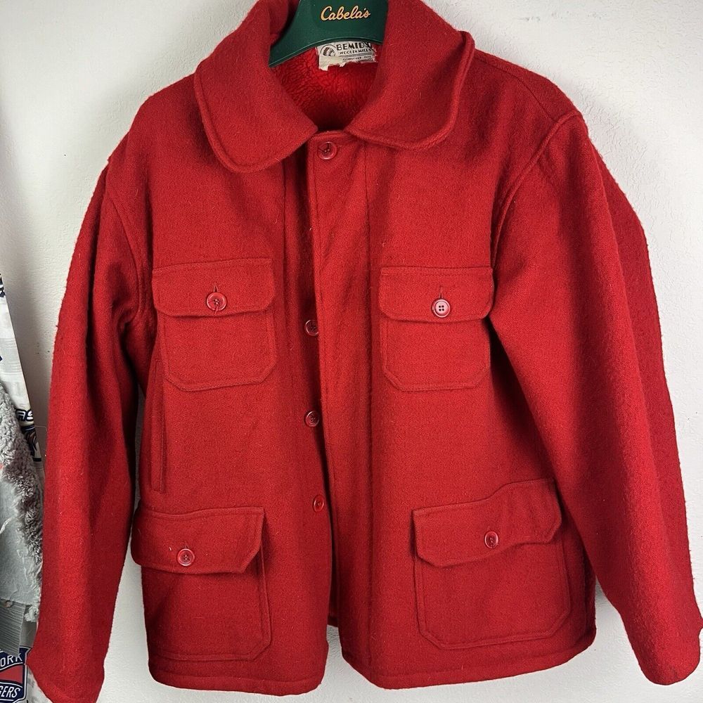 Vtg Bemidji Woolen Mills Mackinaw Heavy Weight Button Up Wool Jacket Mens Sz 44